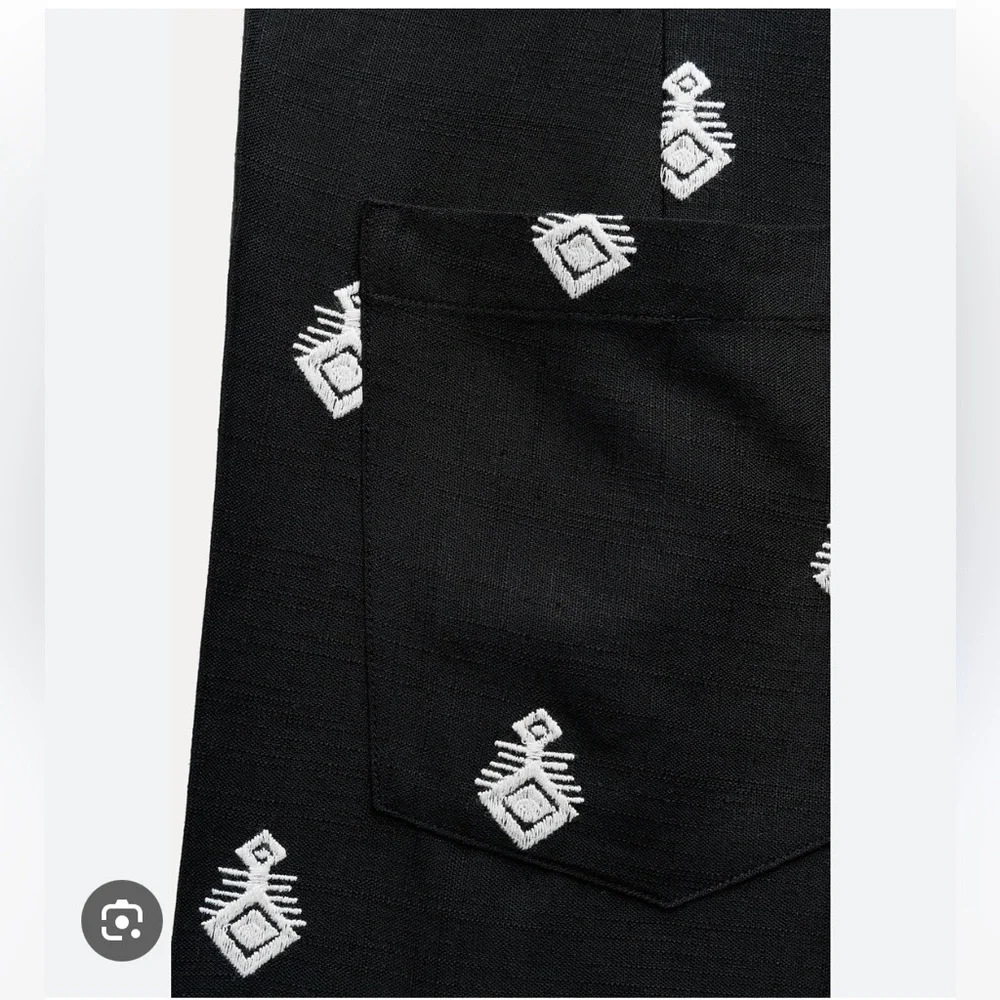 ZARA Cropped trousers with contrast embroidery - Picture 3 of 8